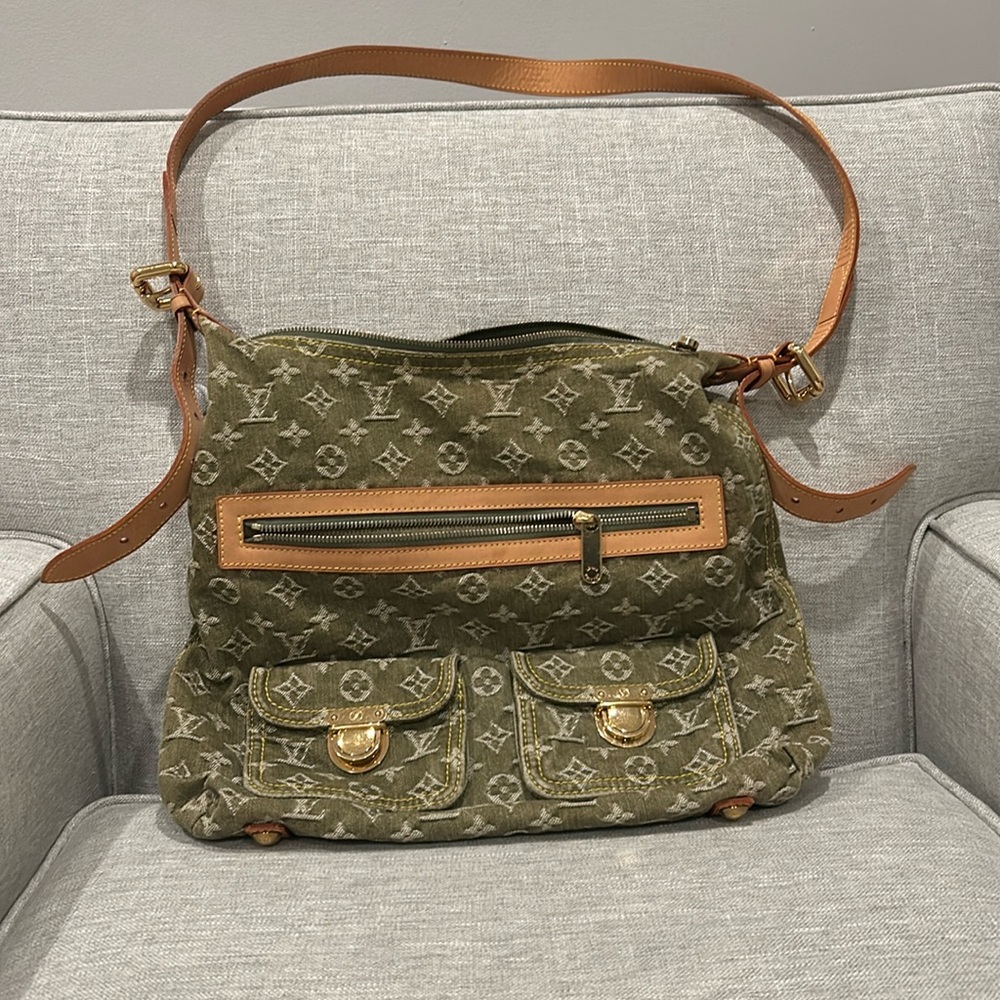 Louis Vuitton Green Monogram Denim Baggy GM Crossbody Bag
